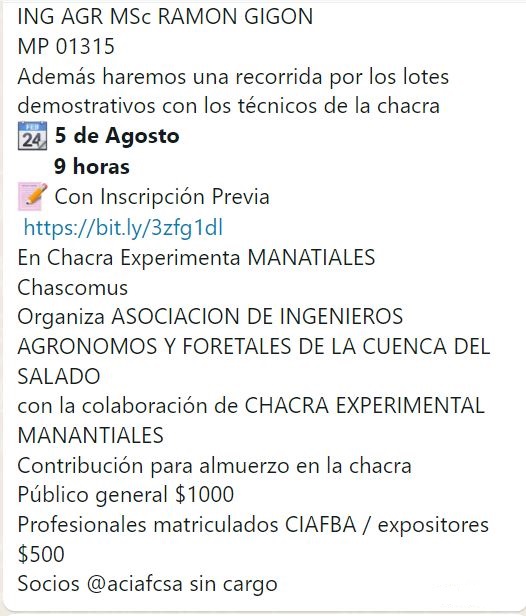 ACIAFCSA's tweet photo. #Agenda  éste viernes 👇
 
#LaCuencaDesdeAdentro
📌En La chacra experimental MANATIALES en Chascomús

🎯 CLAVES PARA EL CONTROL DE MALEZAS EN LA CUENCA DEL SALADO

ING AGR MSc RAMON GIGON
MP 01315

📆 5 de Agosto
      9 horas
📝 Con Inscripción Previa
 https://t.co/HE4shWCT1k https://t.co/JhdQpw6hKy