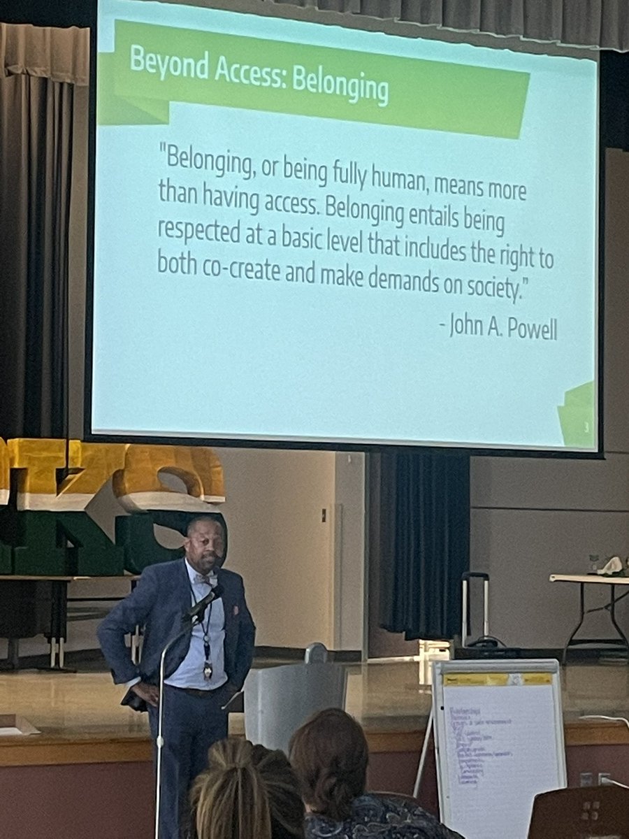 Principal of Raymond K. Smith Middle School, Harold Blood presenting the concept of 'belonging' to his faculty/staff. As employee and student belonging increase so will student achievement. Building a 'culture of dignity' is the key. #BelongingMatters #ExpectExcellence