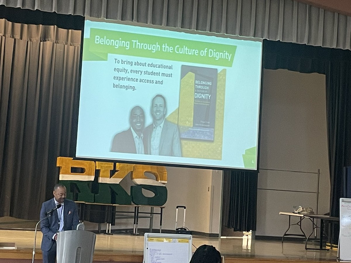 tamikascpps's tweet photo. Principal of Raymond K. Smith Middle School, Harold Blood presenting the concept of "belonging" to his faculty/staff. As employee and student belonging increase so will student achievement. Building a "culture of dignity" is the key. #BelongingMatters #ExpectExcellence https://t.co/ZE7B51xqqg