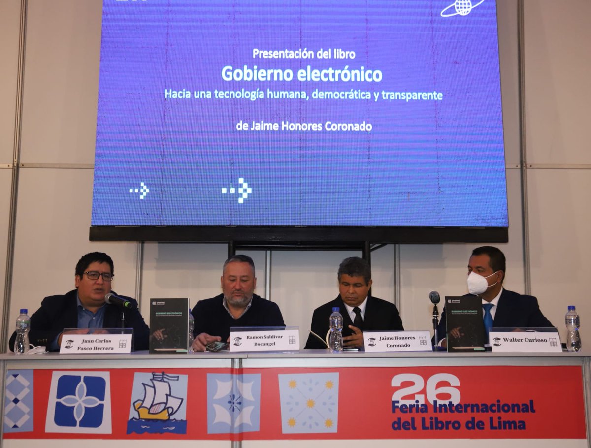 ReniecPeru's tweet photo. Jaime Honores Coronado jefe de la Oficina de Tecnología de la información del #Reniec, presenta su libro "Gobierno Electrónico, hacia una tecnología humana, democrática y transparente", en la @FilLima2022.
▶️https://t.co/T0HSoxxCwy https://t.co/HMXrIp6BbK