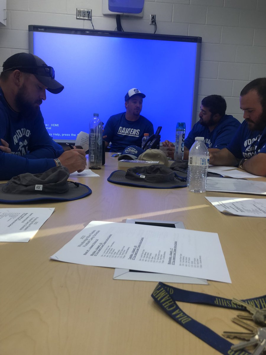 Staff Meeting could not have a better group of coaches. We are family. Football is Back. Go BLUE RAIDERS.