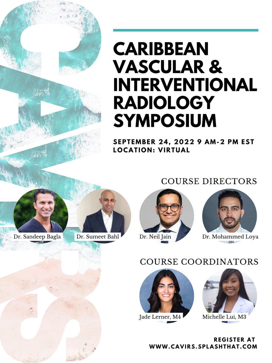 Excited to launch a project I've been working on for the last few weeks! Join us on Sept 24 for the Caribbean VIR Symposium #CAVIRS. Looking forward to exposing more #IMGs and med students to this hidden gem in medicine🤩 #IRad #MedTwitter