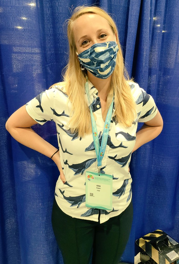 marinemammalogy's tweet photo. Kira recommends checking out the boys section @ Old Navy where she found this humpback whale shirt. Deanna (orange whales from Poshmark) &amp; Lauren (mixed species dress from Etsy) making their 2nd appearance. Scott continues to impress with his custom bowties. 
#SMMfashion #SMM2022 https://t.co/Cw0JK19kls