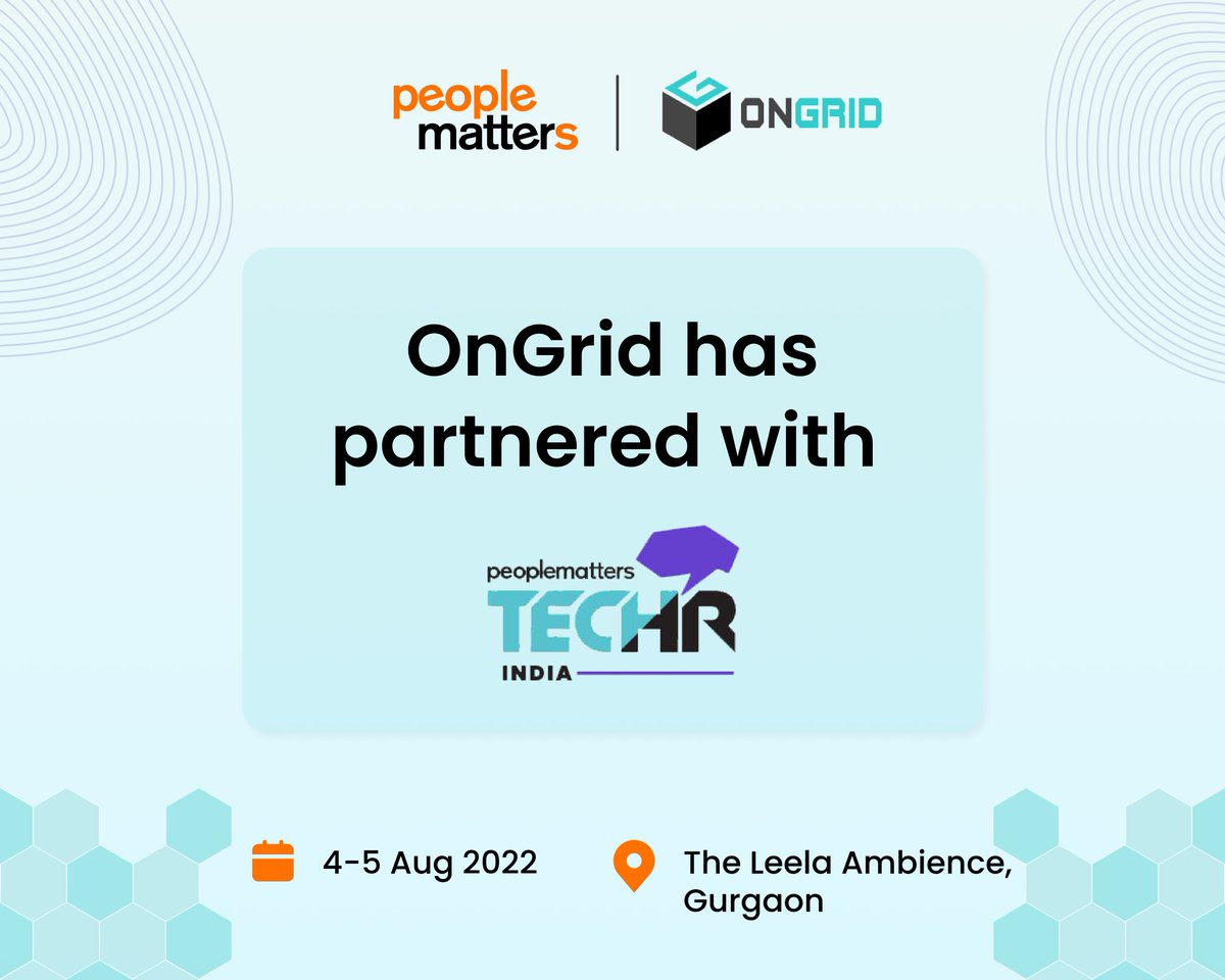 On_Grid's tweet photo. Looking forward to meeting HR and thought leaders, HR practitioners, and start-ups at the @PeopleMatters2  #TechHRIN event! Meet our team at the venue to discuss and learn the latest trends in the employee background verification domain.

#OnGrid #TechHRIN #HRInnovation #BGV https://t.co/4QiTOpBWHL