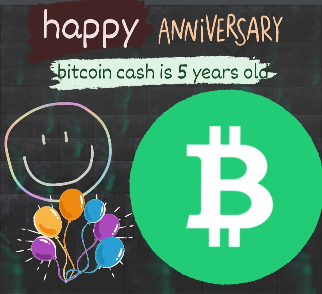 MURAHRIZK1's tweet photo. @bch_sun Happy 5th Anniversary Bitcoincash🎉🎉🎉.. https://t.co/isXf1hJzRV