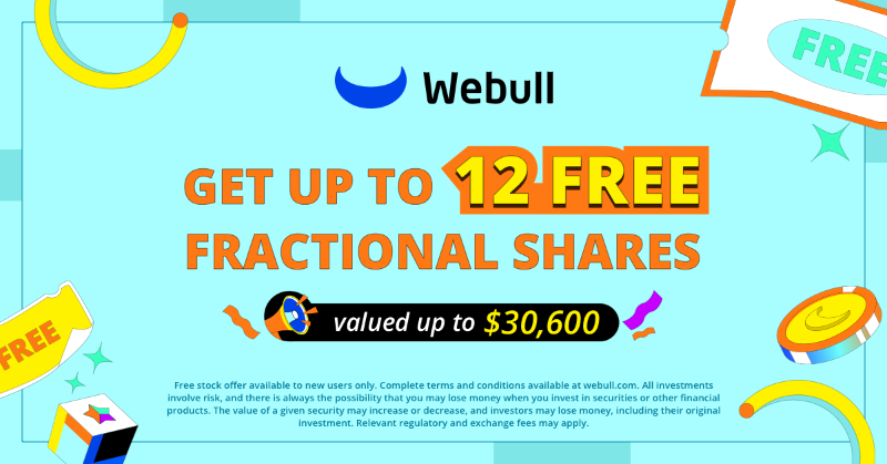 WebullGlobal's tweet photo. 🎁🎁Get up to 12 free stocks valued up to $30,600 in 2 easy steps！

Step 1: Open an account and get 2 free stocks.
Step 2: Deposit ANY AMOUNT and get up to 10 free stocks.

👇👇Join Webull Today!