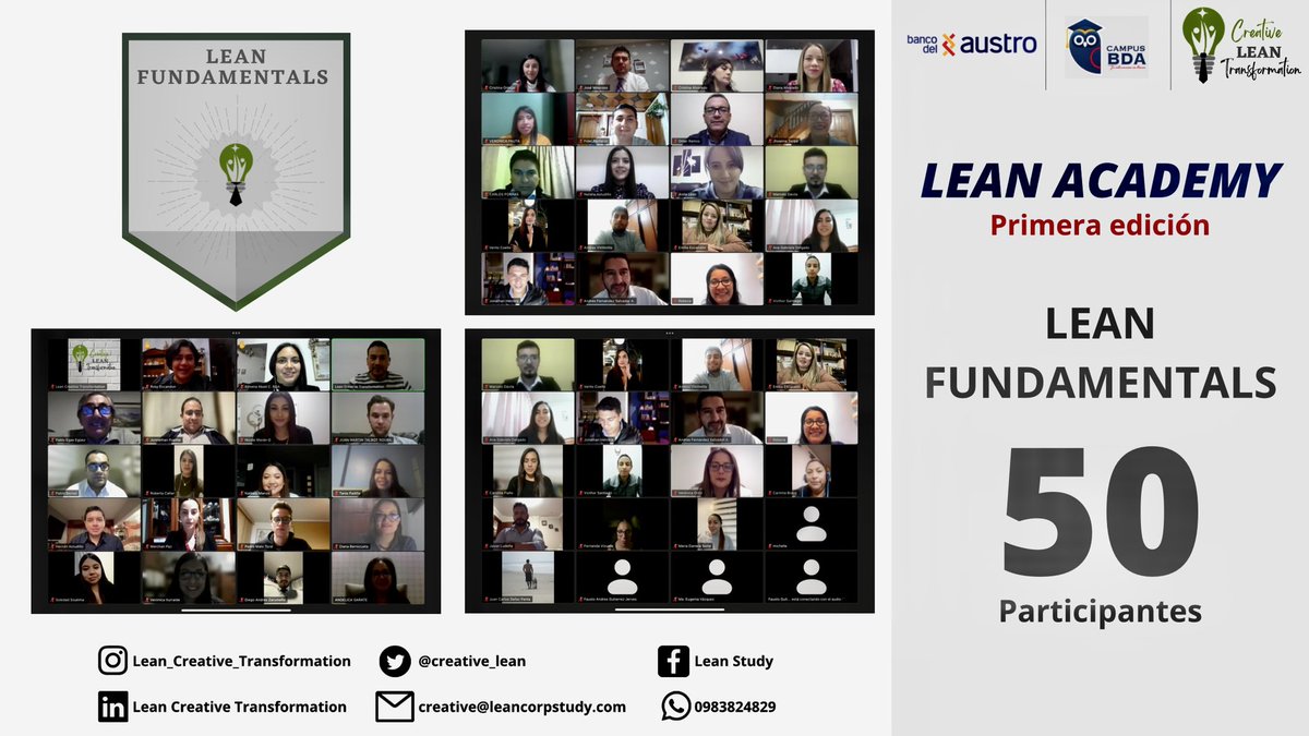creative_lean's tweet photo. La primera edición de Lean Academy en @BancodelAustro  tuvo la participación de 50 talentos.

Su objetivo está centrado en la transformación y en asegurar la máxima generación de valor para nuestros clientes

 #AprendeLean
#PiensaLean
#PracticaLean
#Cumbre
#CulturaLean https://t.co/zSSx5mCsyr