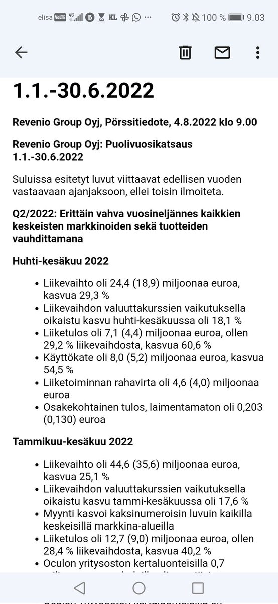 APNieminen's tweet photo. Taas kerran vahvaa tekemistä tältä pörssimme timantilta😎. Analyytikoiden arviot ylitettiin reilusti ja monien viikatemies saa dunkkuun, toisin kuin moni twitteristi eilen uumoili. #revenio https://t.co/CwZe1gDJ0v