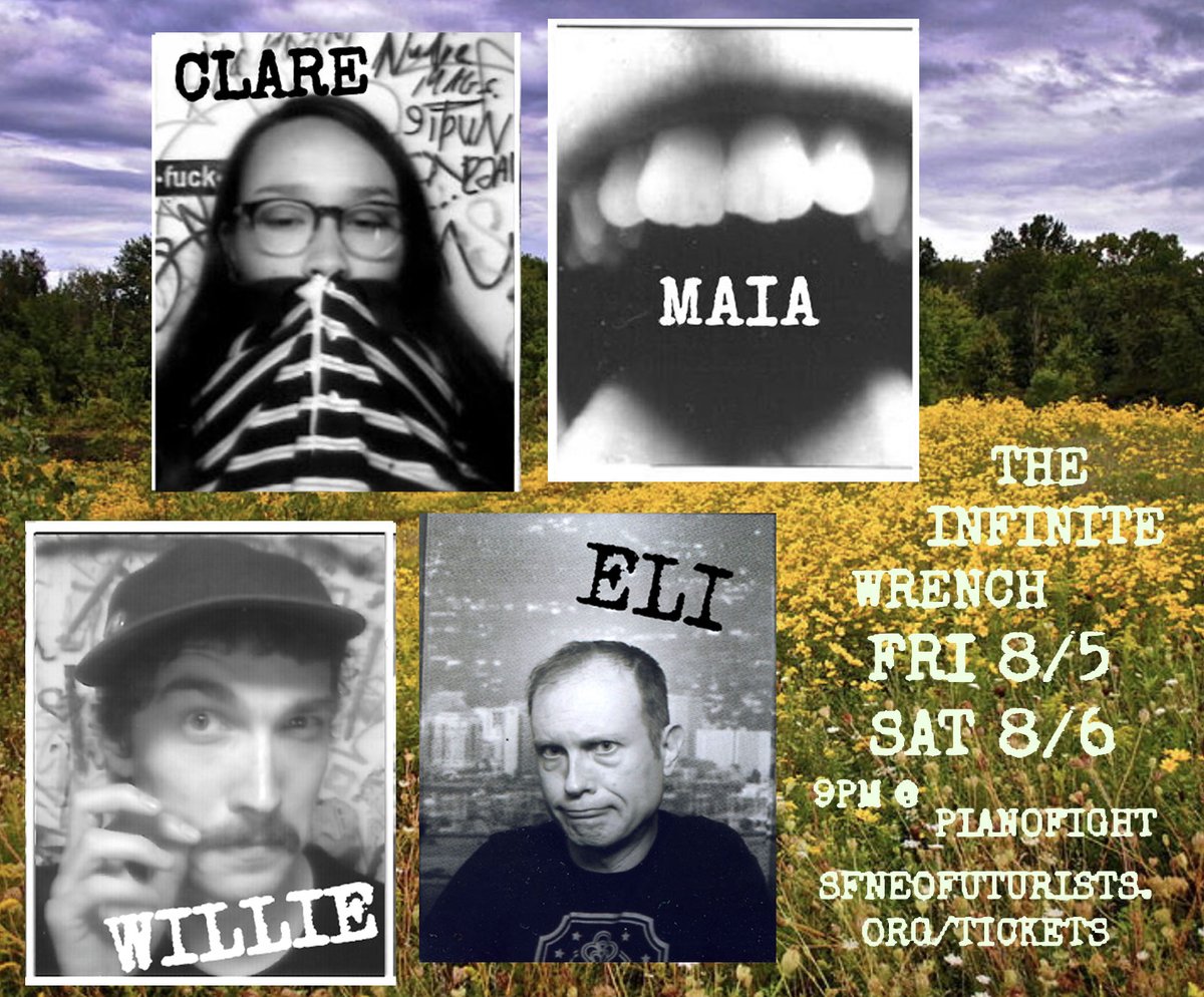 After a refreshing rest in a pleasant meadow, we return this weekend with 30 plays, 60 minutes, 8 world premieres, and 1 special guest, in THE INFINITE WRENCH! (tix in bio) 9 pm at PianoFight