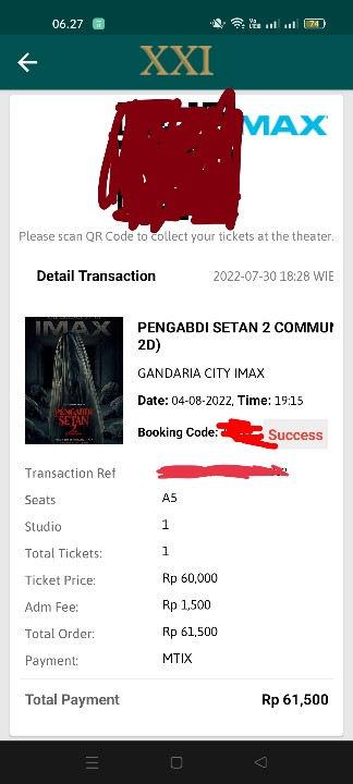 #WTS : Jual 1 tiket pengabdi setan 2 di IMAX Gandaria City hari ini 4 Agustus show 19.15 seat A5 htm 50k aja, bagi yang minat DM ya! makasih.. #ZonaUang #PengabdiSetan2