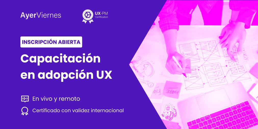 ayerviernes's tweet image. Estás a tiempo de certificar tus conocimientos en UX.

Nivel I: Adopción

Del 31/8 al 2/9

Accede a un programa de primer nivel avalado por UXAlliance.

Inscríbete en bit.ly/3PNqWkR 

#AyerViernes #UXPM #UXAlliance #ExperienciaDeUsuario #UX