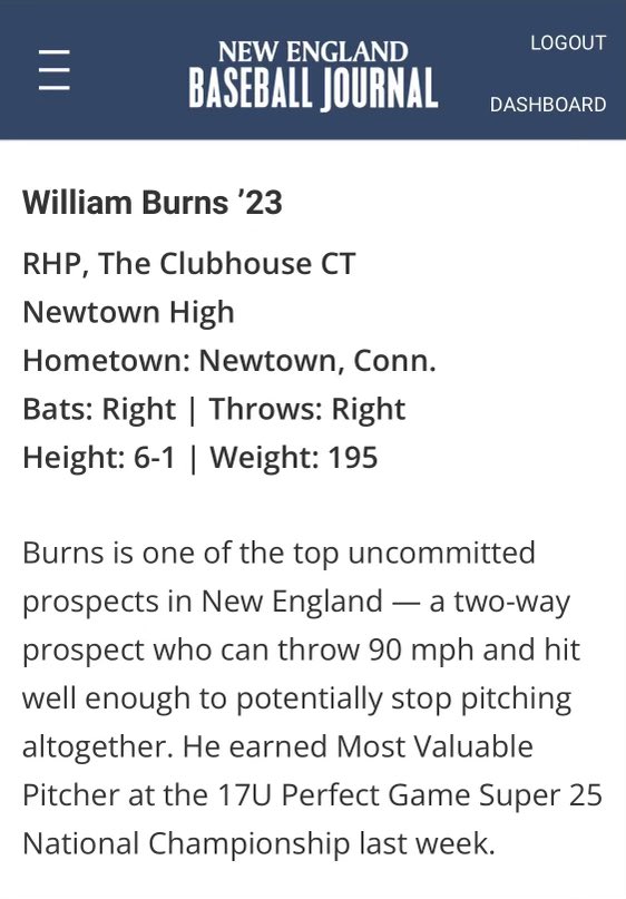 willburns_2023's tweet photo. Mention in an article by NE Baseball Journal https://t.co/MHMQT2NytU https://t.co/LdzWtR7LZT