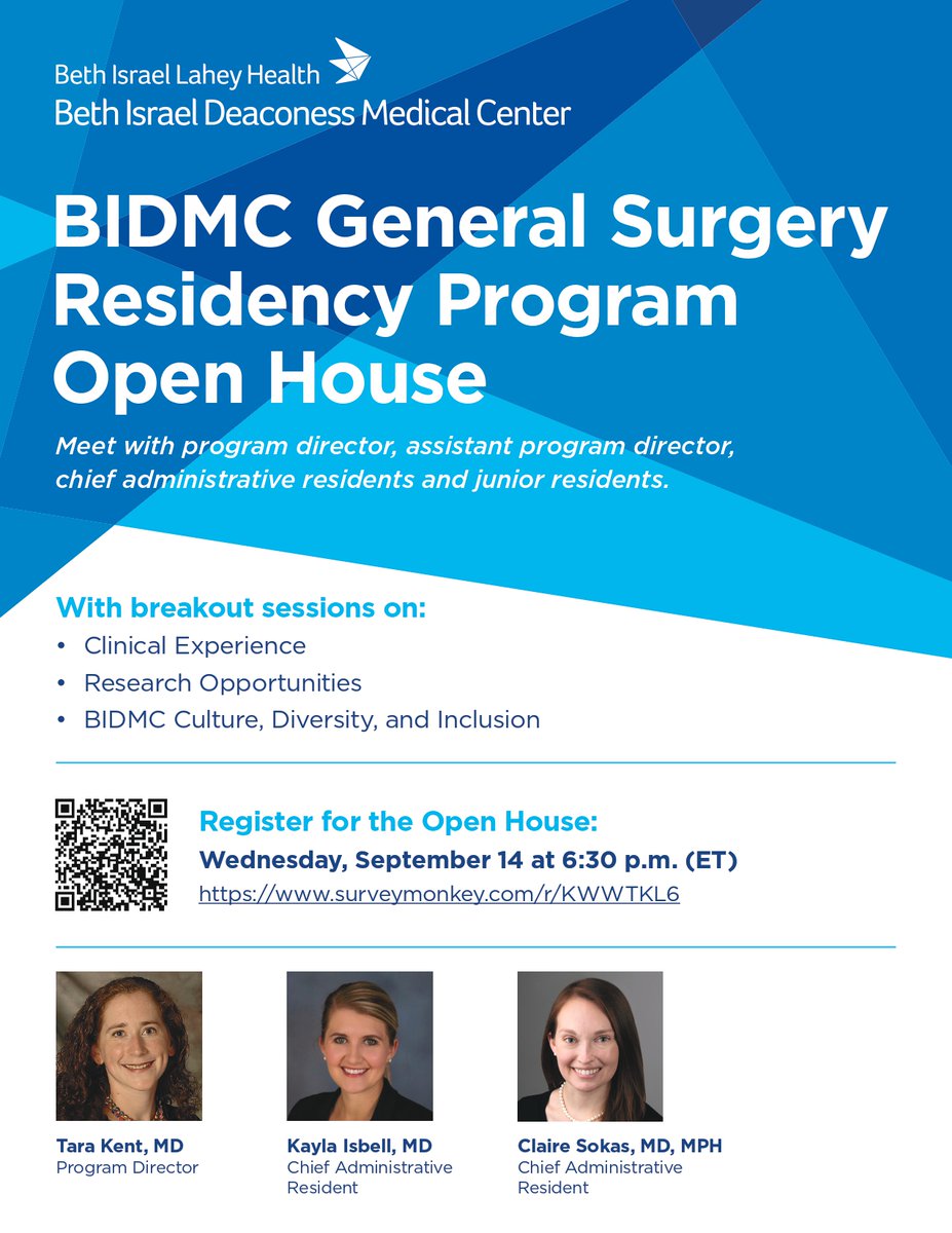 #Match2023 #GenSurg Applicants: join us on 9/14 at 6:30pm ET and come hear more about why we love <a href="/BIDMCSurgery/">BIDMC Department of Surgery</a>! Link to register in the flyer below. ⬇️