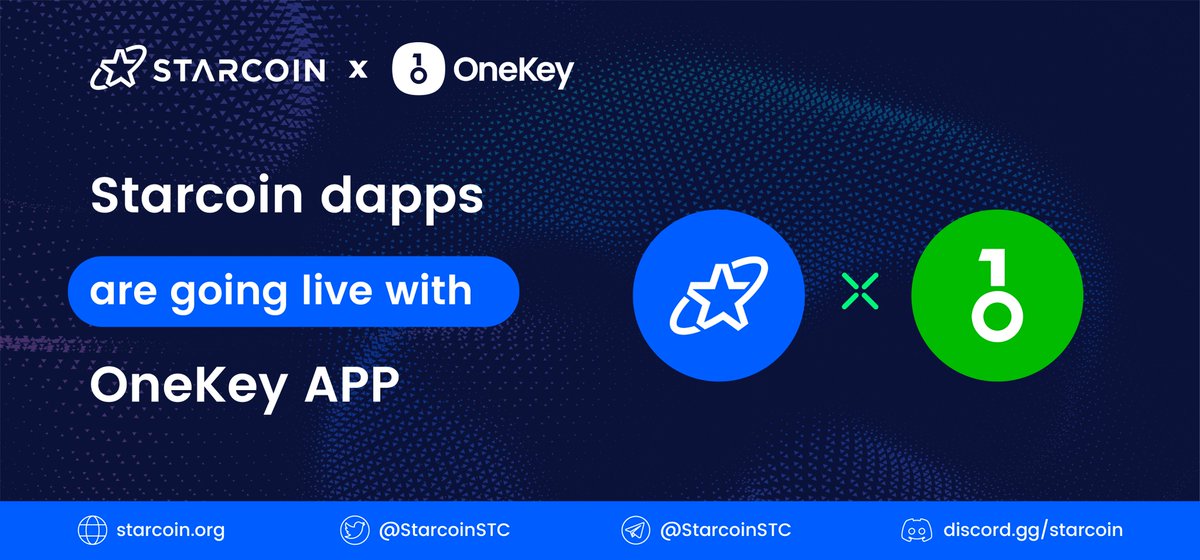 📢Starcoin Dapps Are Going Live With OneKey APP.

🚀Using Starcoin Dapps in the <a href="/OneKeyHQ/">OneKey</a>  APP is easier and faster.

❤️You can check your StarMask wallet account in the OneKey APP, you can operate Starswap liquidity mining on your mobile phone, etc.

#Starcoin #OneKey #DApp $STC
