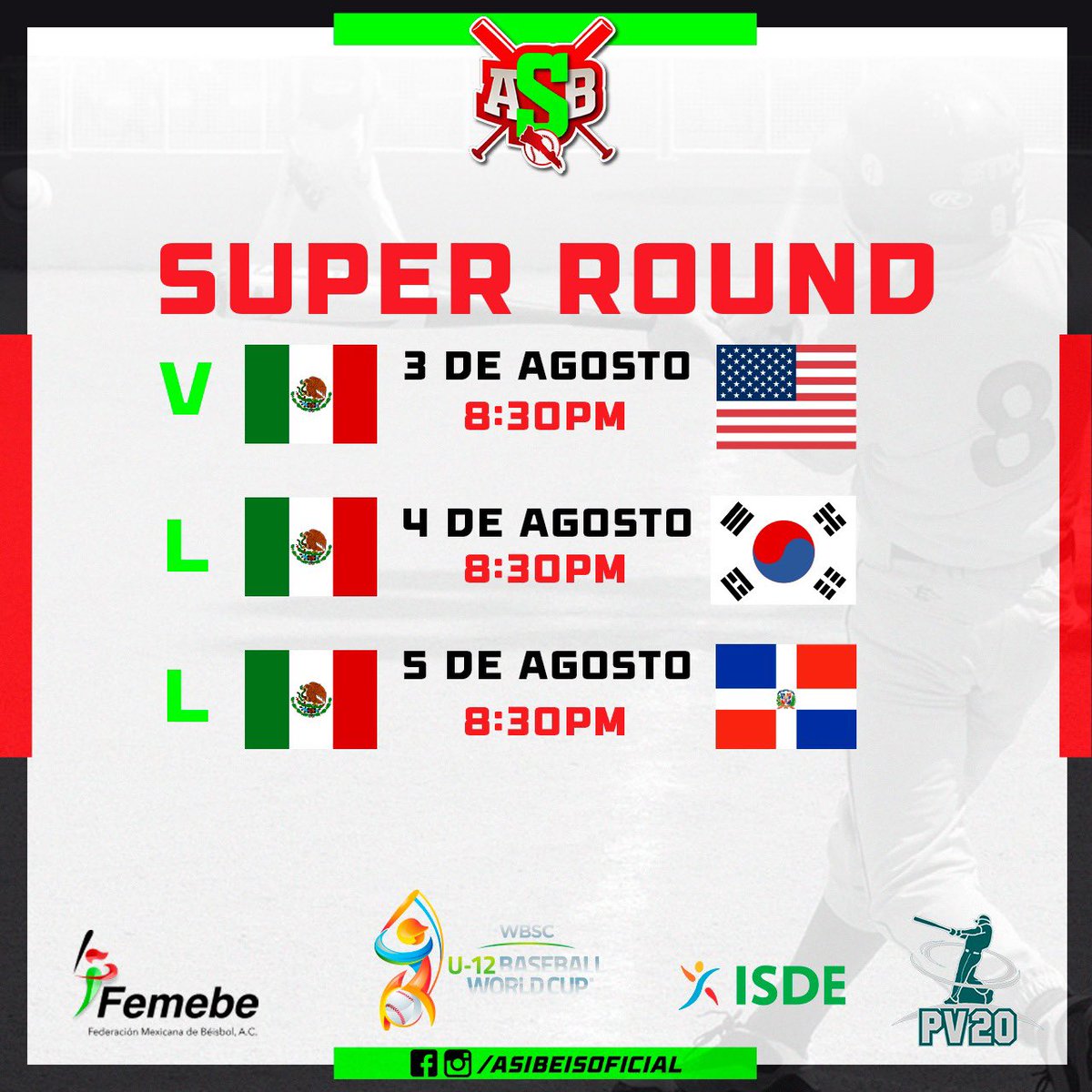 SportsMedia_Mex's tweet photo. Ya tenemos el rol del SÚPER ROUND de nuestra selección mexicana del mundial U12
Se jugará este miércoles 3, 4 y 5 de agosto, 8:30 pm hora de Sinaloa
#YoAmoElBeis #asibeisoficial #estosiesunjuego #sportsmediamx #FEMEBE #ISDE #saleelbatazo #fajateloco https://t.co/7VLoQC9VVd