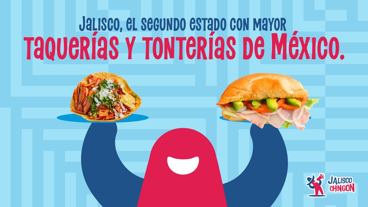 Según el INEGI, en Jalisco hay más de 13mil taquerías y torterías 🌮🥙  Y pa’ celebrar, dinos cuál es tu lugar favorito para taquear o echarte una torta.

#Jalisco #ComidaMexicana #Taquerías #Tortas