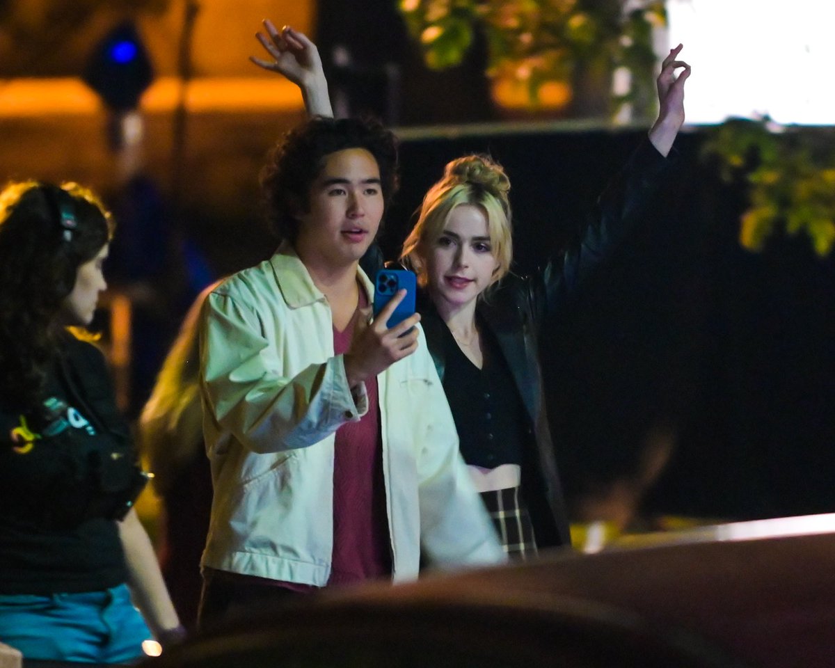 Got some pics of Kiernan Shipka <a href="/kiernanshipka/">Kiernan Shipka</a> and Nico Hiraga <a href="/nicotheduffer/">nico</a> filming a scene for their new movie 'Sweethearts' this past Friday night, in Cranford, NJ. Photos: <a href="/photogjon/">Jonathan Delano</a>