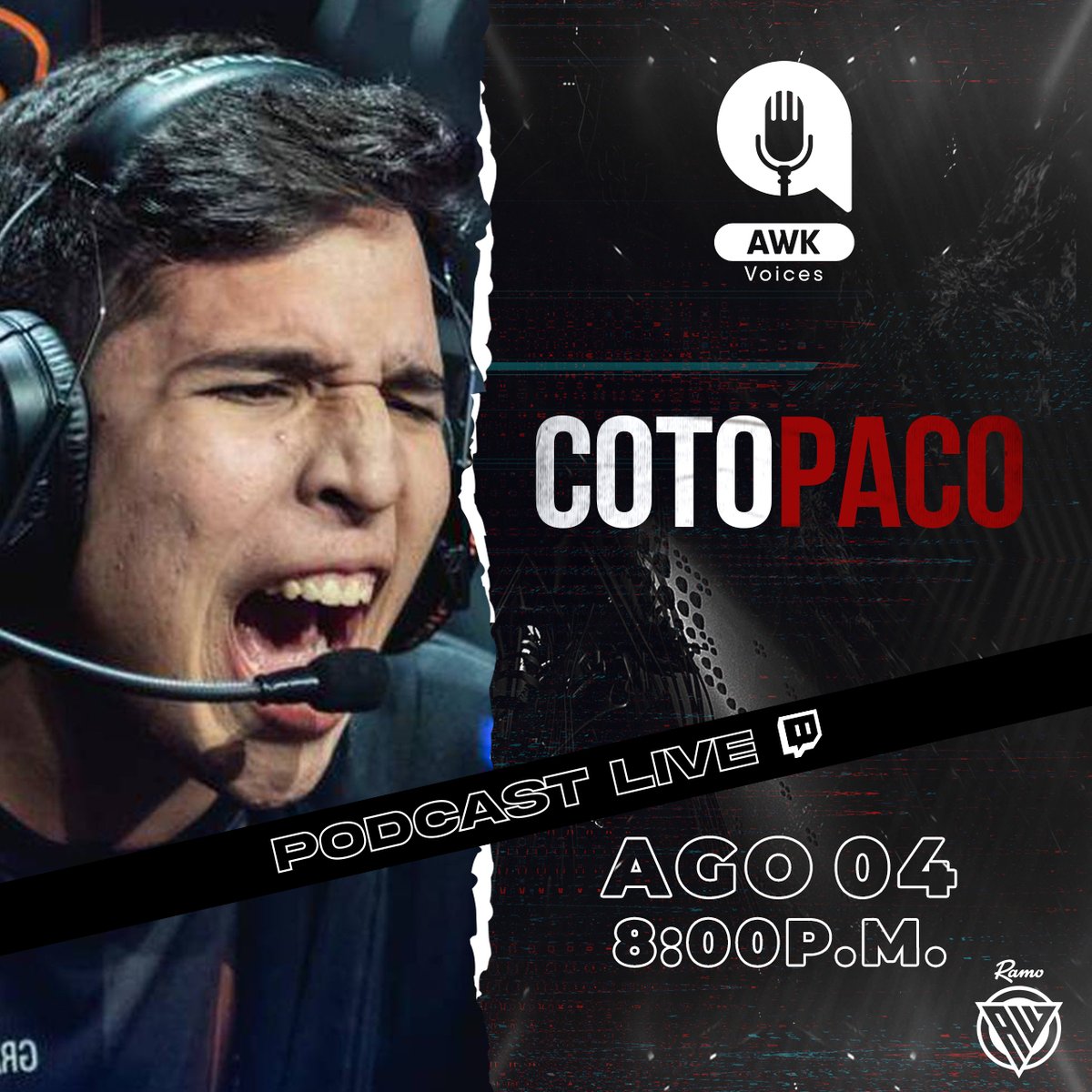 Awk_Gaming's tweet photo. Otro capítulo de AWK Voices🎙️ y que gran noticia que tener a @cotopaco como invitado especial para la noche de mañana. La figura más importante de Colombia en League of Legends compartirá con nosotros un poco de lo que ha sido su trayectoria
#WeAreAwk
#LeagueOfLegends
#podcasts https://t.co/VlZaNWrG1b