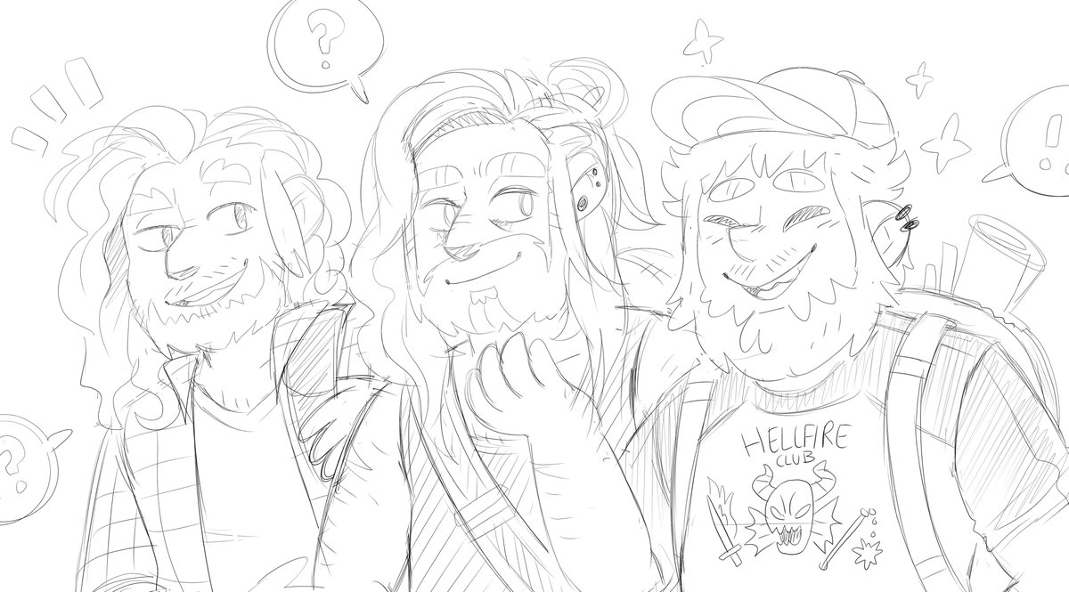 Sketch of me and two internet friendos. Recognize them? :D 