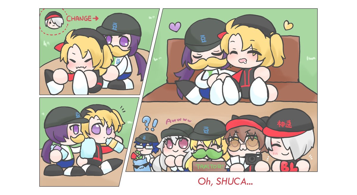 Gablackbean's tweet photo. #LuRight2022 #Shuca
【關鍵詞】 球場
【CP】Shuca💜💛
楽園村立まめねこ高校 x 神速高校 強化合宿背景
-
❖OOC預警 ❖EN隊友+監督出沒 ❖只有棒球小人🥺
很高興能參與🫶 我畫的好開心, 祝大家七夕快樂樂🎋 https://t.co/lEN9euJ0n3