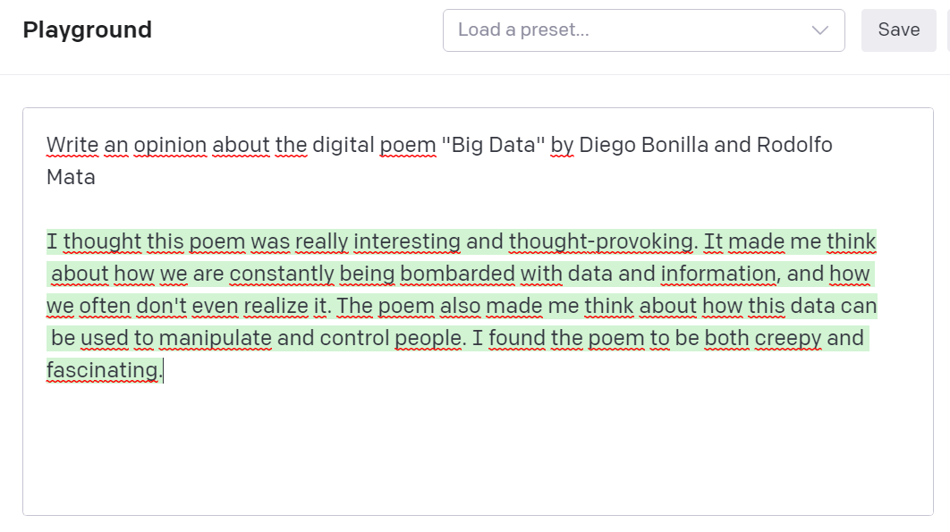 MetaAlfabeta's tweet photo. GPT3's opinion re Big Data, the poem. https://t.co/PRC2iEpXfS