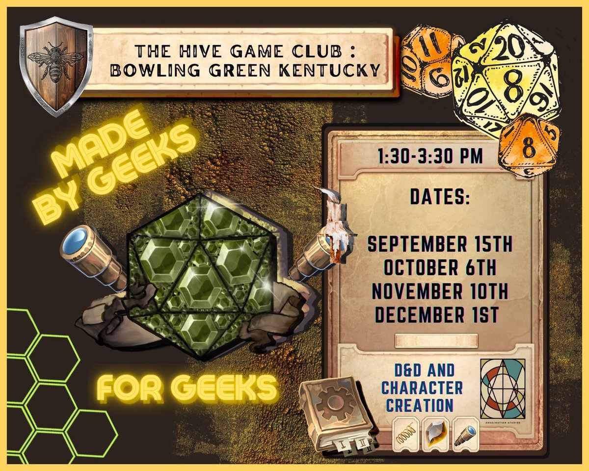 🐉🛡Game Club🧙🏽‍♂️ with <a href="/aprilmartin78/">April Martin</a> is BACK!!! Interested? Give us a shout! #dungeonsanddragons #gaming #bgky #bowlinggreenky #neurodiversity #geeklife #geek #thehivebg