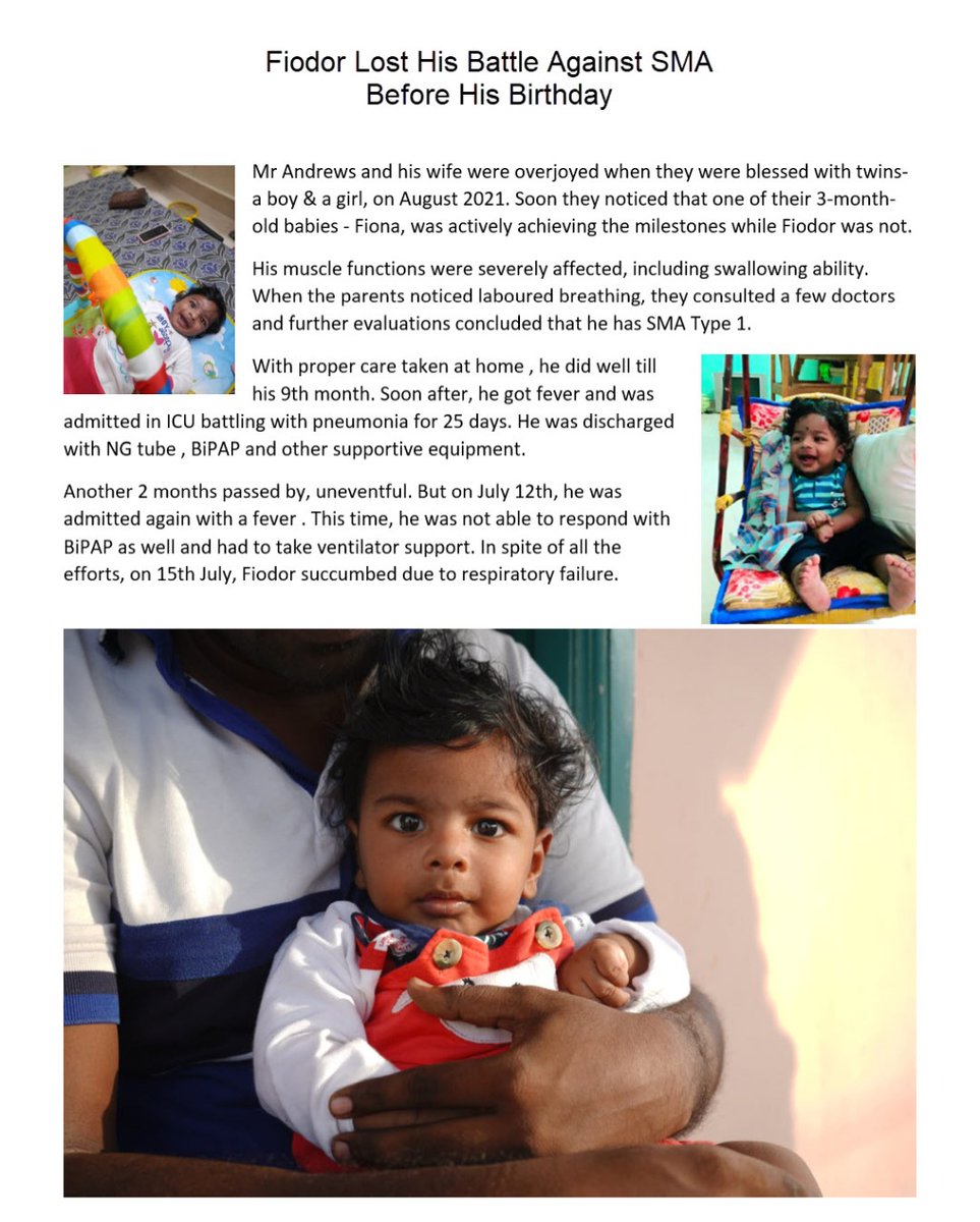 curesmaindia's tweet photo. #SMAAwarenessMonth
Day 4: Typical course of a Type 1 #SMA progression can be seen in our patient story today, our beloved #SMAangel Fiodor from TamilNadu. 
He lost his #BattleAgainstSMA days before his first birthday ! 
#GoneTooSoon
#SMAckSMA https://t.co/axKMr24rux