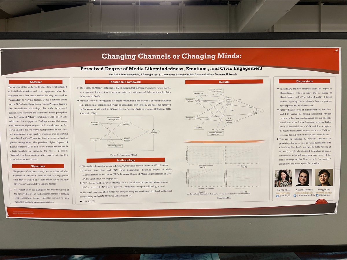 Dr. “Callie” Jian SHI (@jianshi_js) on Twitter photo Thanks to all the people who gave feedback and discussed how it can be extended! Special thanks to <a href="/tonyjjiiee/">姚圣杰</a>, who presented our (<a href="/AdrianaMucedola/">Adriana Mucedola</a>) work on media likemindedness and civic engagement. <a href="/AEJMC/">AEJMC</a> <a href="/AEJMC_PolComm/">AEJMC Political Communication Division</a> #AEJMC22 Miss seeing our @NewhousePhD team there🧡🧡 Thanks to all the people who gave feedback and discussed how it can be extended! Special thanks to <a href="/tonyjjiiee/">姚圣杰</a>, who presented our (<a href="/AdrianaMucedola/">Adriana Mucedola</a>) work on media likemindedness and civic engagement. <a href="/AEJMC/">AEJMC</a> <a href="/AEJMC_PolComm/">AEJMC Political Communication Division</a> #AEJMC22 Miss seeing our @NewhousePhD team there🧡🧡