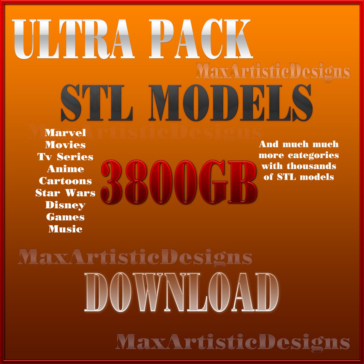 martisticdesign's tweet image. Ultra mega pack 3800+gb 3d print models files - show original -Download

More than 13000+ 3d models. The biggest 3d pack on the internet.

(This product is NOT for resale. You will receive full access to only one gdrive account.  #3dprintmodels #Cars

maxartisticdesigns.com/product/ultra-…