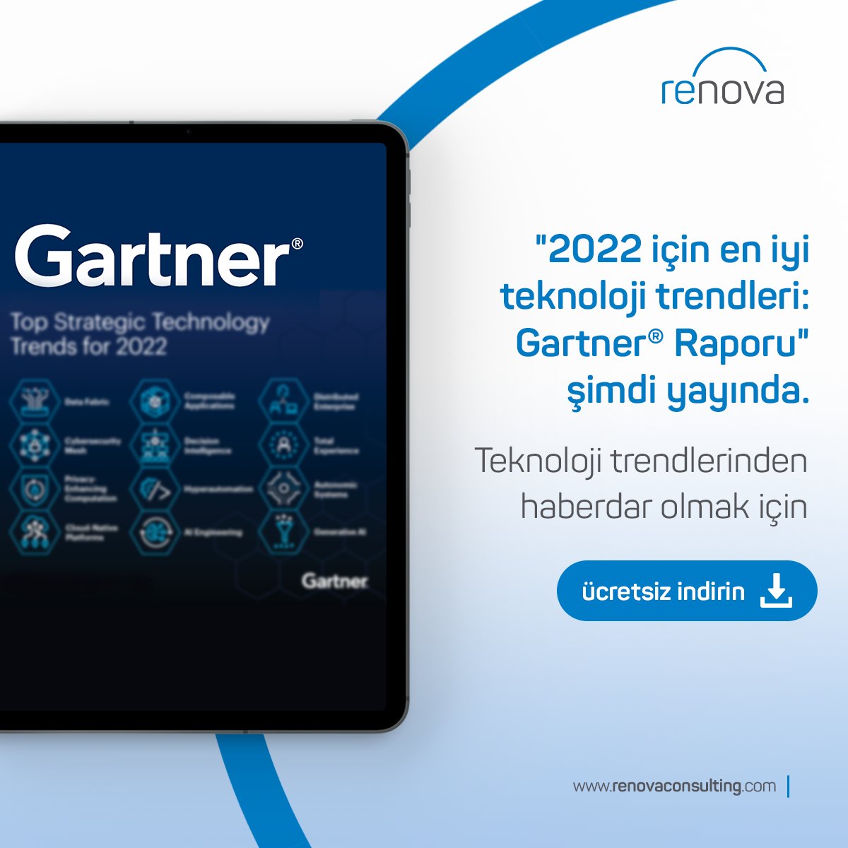 Sektör araştırmaları devi Gartner'ın 2022 stratejik teknoloji trendleri raporu, özel anlaşmamızla şimdi web sitemizde erişime açık! Ölçeklendirme, uyum sağlama ve büyüme önceliklerini karşılamanıza yardımcı olacak bu raporu hemen indirin. 👇 

bit.ly/3Sq0GxX