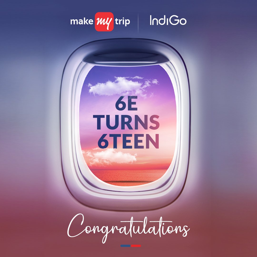 The lean clean flying machine turns 16 today. Here's to flying to new heights this year. #6ETurns16 #indigo #MakeMyTrip #travel