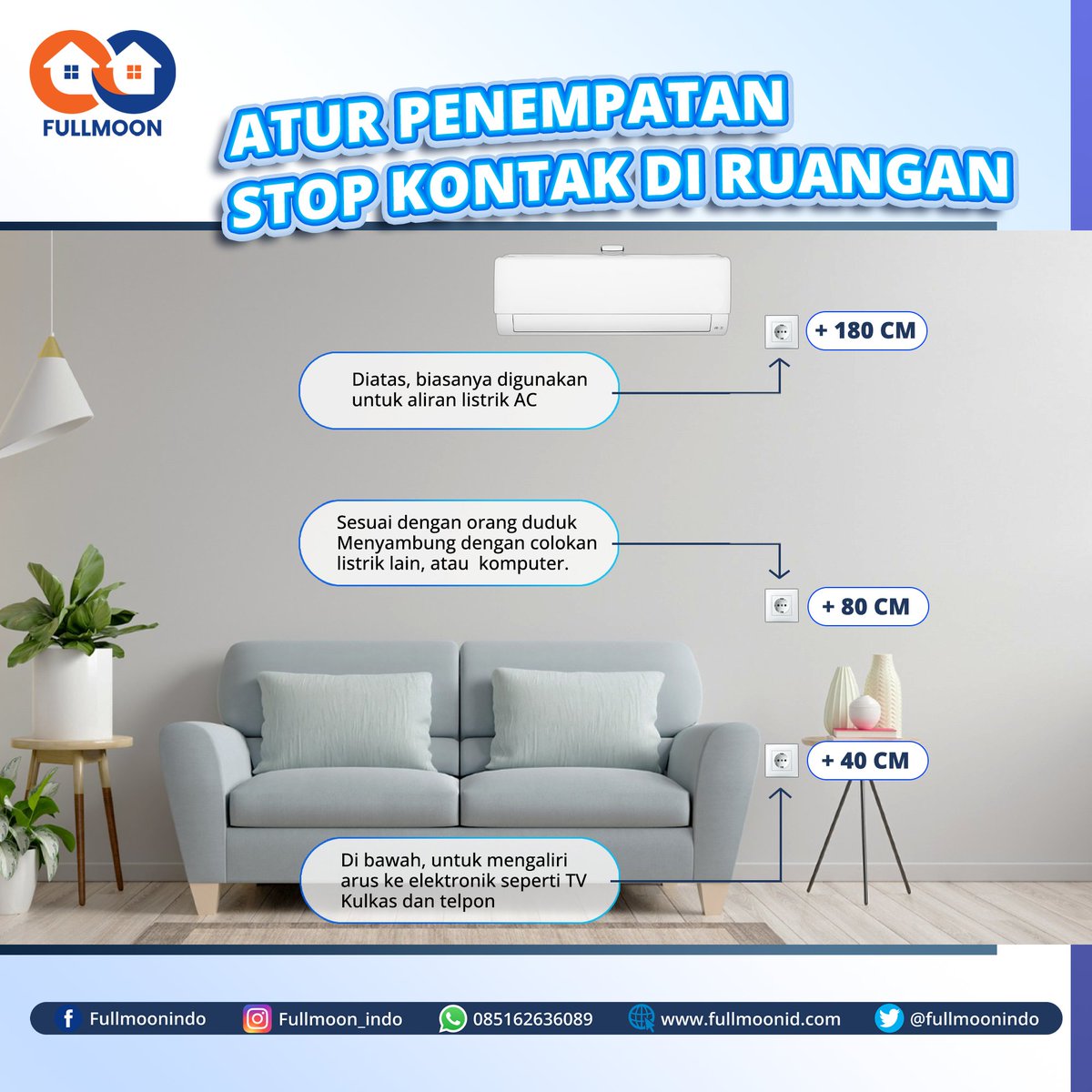 fullmoonindo's tweet photo. Penempatan colokan atau stop kontak di ruangan penting loh diperhatikan
Kamu bisa sesuaikan dengan kebutuhan dan kenyamananmu 😍
Yuk, simak penempatannya dipostingan di atas!

Belanja alat listrik grosir dengan mudah, dan aman?
Lewat aplikasi Fullmoon ajaa! 😍
#fullmoon B to B https://t.co/PBPs6bqmjj