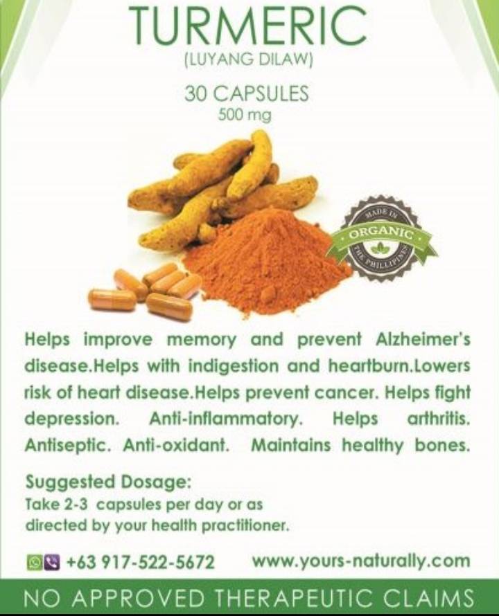 YNHealth's tweet photo. Curcumin boosts levels of the brain hormone BDNF, which increases the growth of new neurons&amp;fights various degenerative processes in your brain. Remember, turmeric is beneficial to your heart, bones&amp;brains. Take 2 caps daily 1 hour before meals.  Nationwide delivery. 09175225672 https://t.co/zmaTFzmN4Q