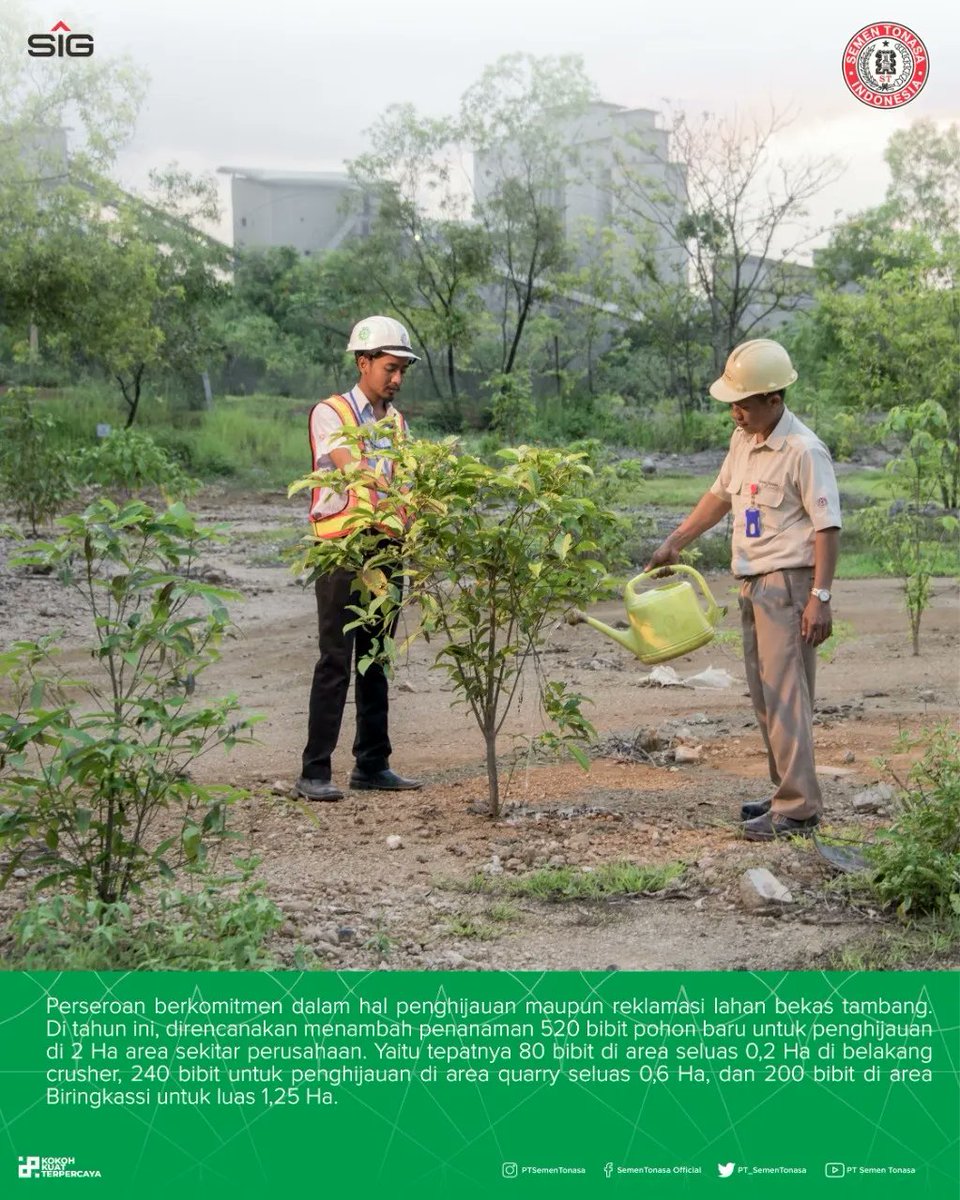 Industri yang berdampingan dengan lingkungan adalah sebuah keniscayaan. Hal inilah yang terus digalakkan oleh PT Semen Tonasa melalui program penghijauan serta reklamasi lahan bekas tambang.
  
#SemenTonasa
#KokohKuatTerpercaya
#ReklamasiLahanBekasTambang