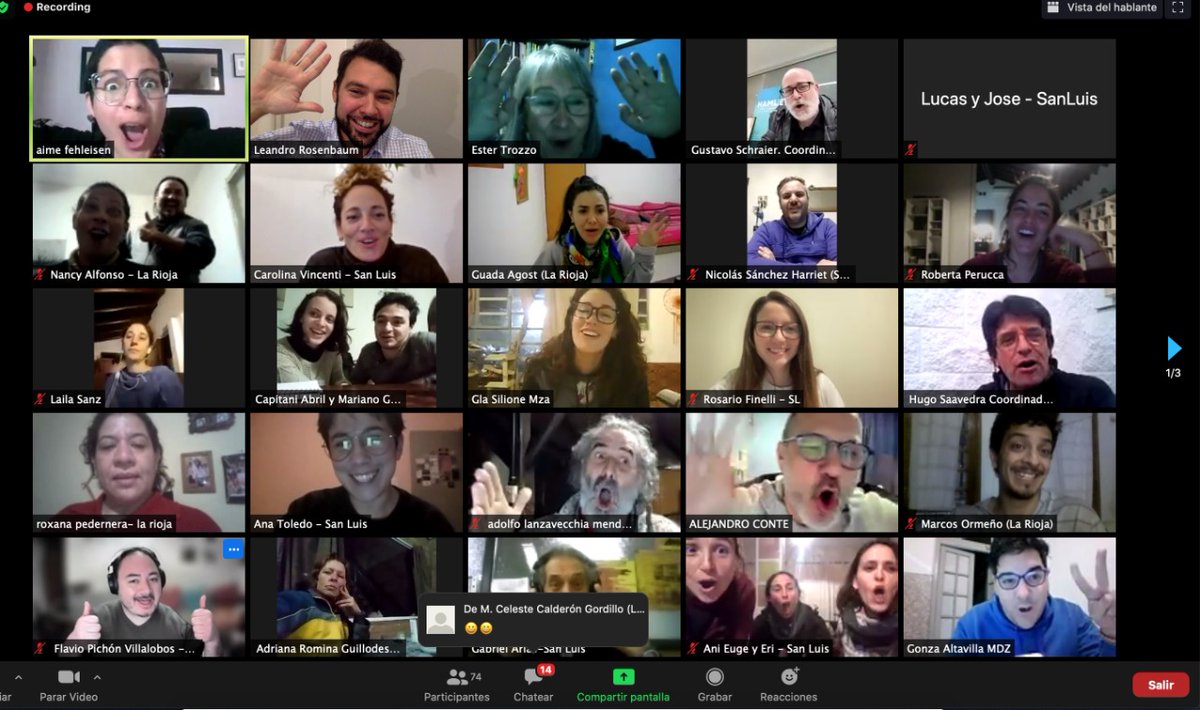 Diplomado de Extensión Universitaria en Producción de Artes Escénicas -Región Nuevo Cuyo- modalidad virtual.
120 alumnxs, capacitadorxs, tutorxs y coordinadorxs académicos al final de la cursada de la primera materia. <a href="/appeae_ar/">Productorxs Ejecutivxs</a> <a href="/leanrosenbaum/">Leandro Rosenbaum</a> <a href="/Aimeirupe/">Aimé Irupé Fehleisen</a>
<a href="/inteatro_ar/">Instituto Nacional del Teatro</a>