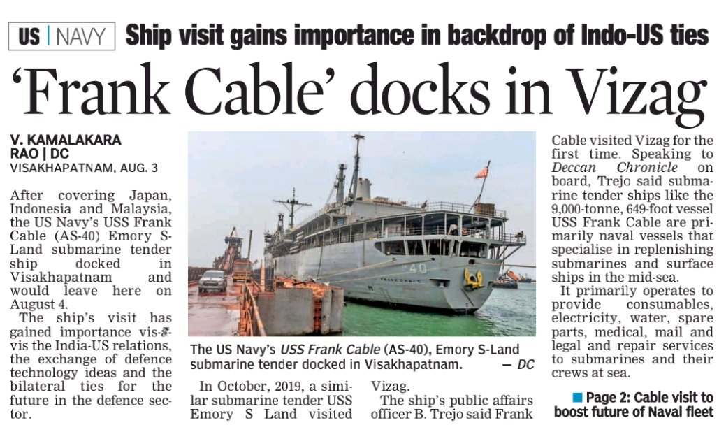 @USNavy  #Submarines #ships #FrankCable visits #India @indiannavy #IndianNavy #Vizag #Visakhapatnam #AndhraPradesh #USNavy #DefenceTeamNews #Defence 

My #news #NewsUpdate in @DeccanChronicle