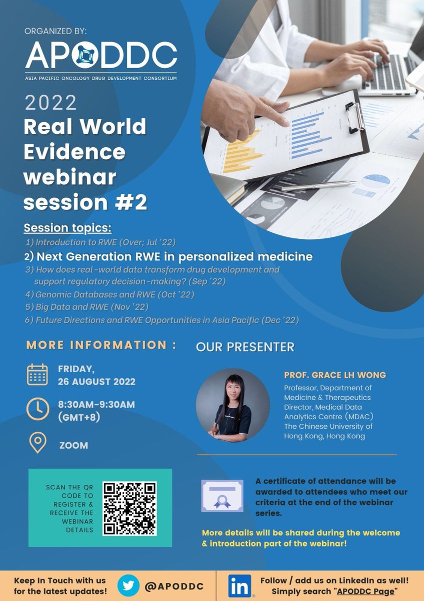 apoddc's tweet photo. 📢 Glad to announce the details of the 2nd #APODDC #RealWorldEvidence #webinar! 📊

Register in advance @ https://t.co/NmdCq5chcJ.

Honoured to have @wonglaihung as our speaker on “Next Generation #RWE in personalized medicine”, and @herbloong as our moderator.

All are welcome! https://t.co/ZcoeQnGmos