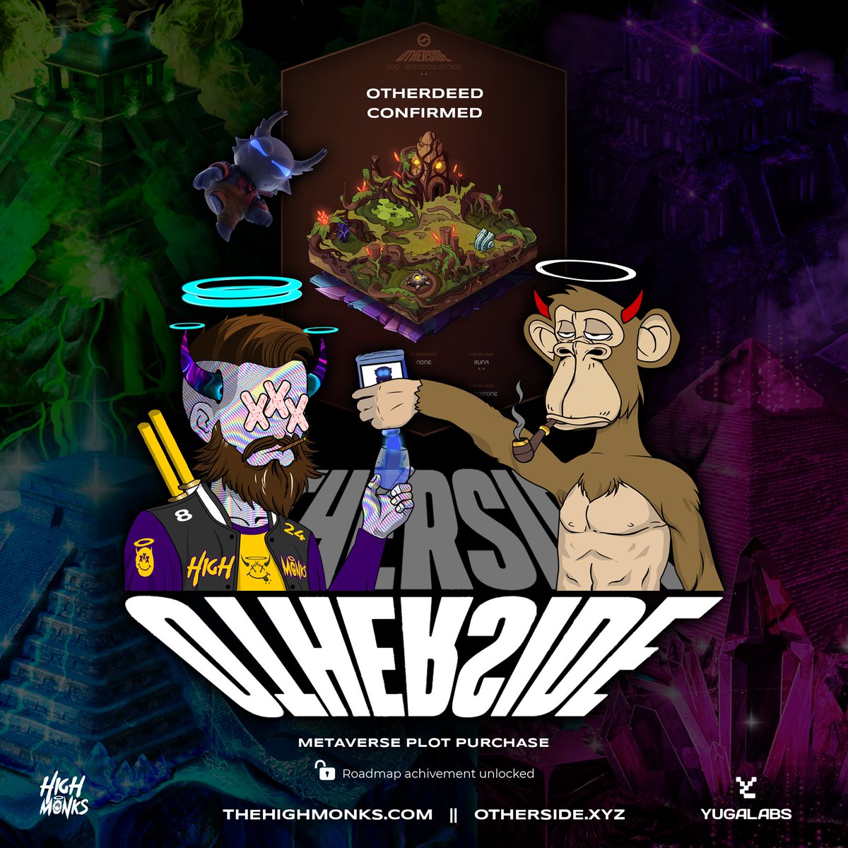 💥ENTER THE OTHERSIDE WITH THE HIGH MONK💥

The High Monks have purchased Plot #78185 of Yuga Labs Metaverse Otherside for their communities Stoner’s Temple Build-Out for P2E MetaVerse.
#MetaverseNFT #Metaverse #CannabisCommunity #thehighmonks #yugalabs #otherside
