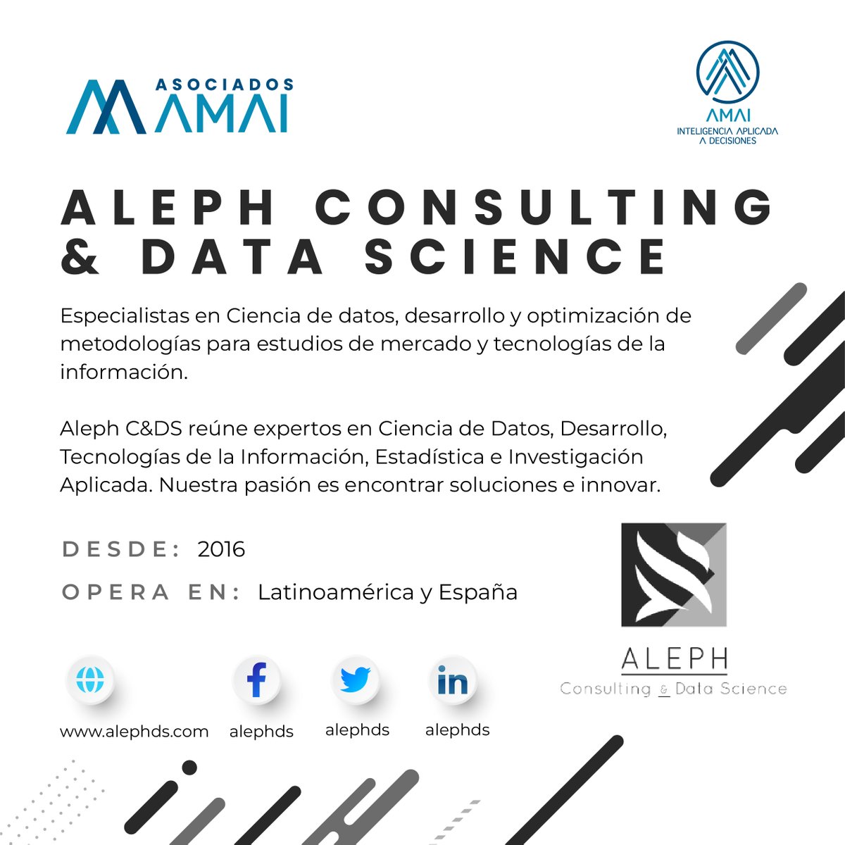 Nuestra recomendación #AsociadosAMAI de hoy es: <a href="/alephds/">Aleph Consulting & Data Science</a>

Visita su website: alephds.com

Acércate a los profesionales de la industria de Inteligencia de Mercados en México.