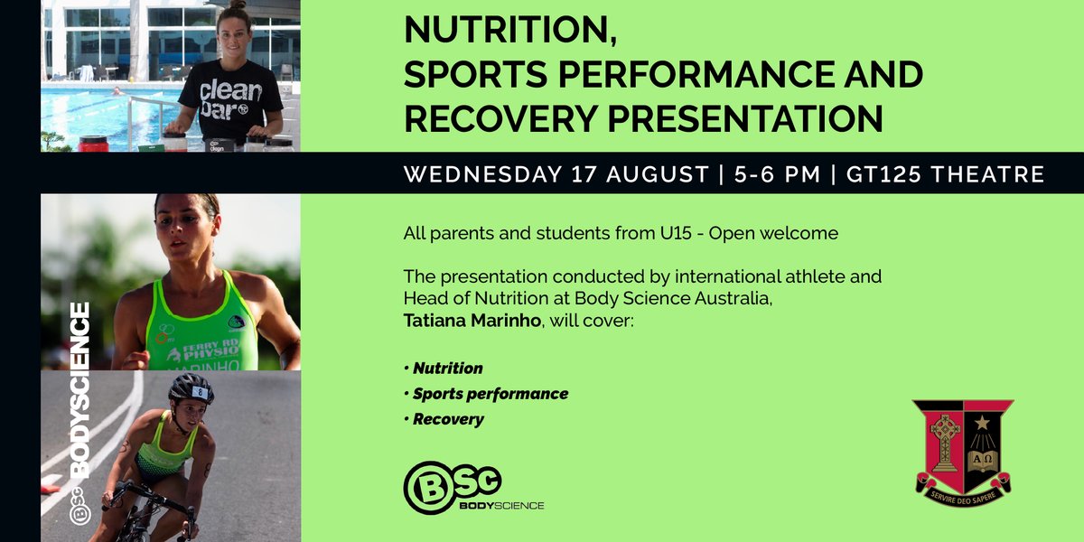Sports Performance Presentation | Interested in nutrition, recovery or how to improve your sport and academic performance? Come to GT125 on Wednesday 17 August from 5 - 6pm! More info and free registrations via below link 💪
events.humanitix.com/nutrition-supp…