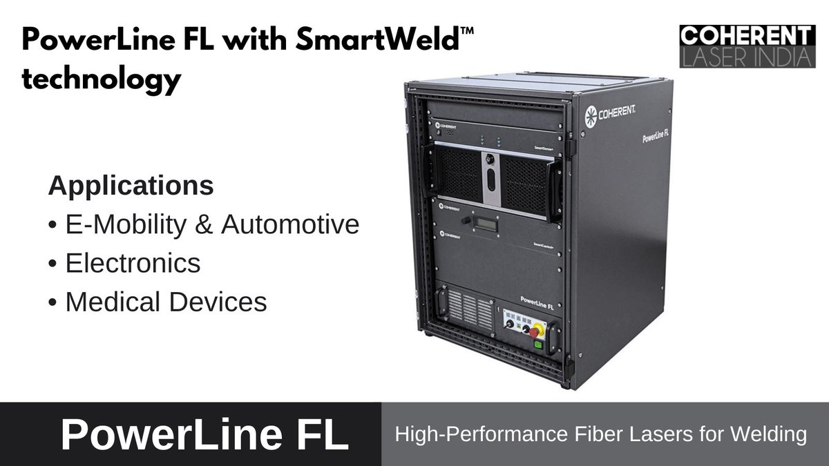 Coherent's PowerLine FL series simplify integration of laser cutting and welding into existing production lines. The combination of high beam quality and SmartWeld supports very small seam geometries at high welding speeds.Up to 1.5 kW of power provides deep welding penetration.