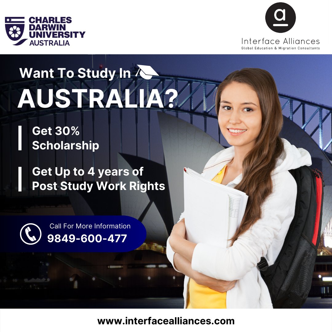 AlliancesGlobal's tweet photo. Amazing opportunity for anyone looking to #StudyInAustralia! @CDUni is offering a 30% scholarship to all #InternationalStudents. Get in touch to #ApplyNow.
.
.
#StudyAbroad #AbroadEducation #Australia #DiscoverYourStudyDestination https://t.co/KfeL2ZXvSg