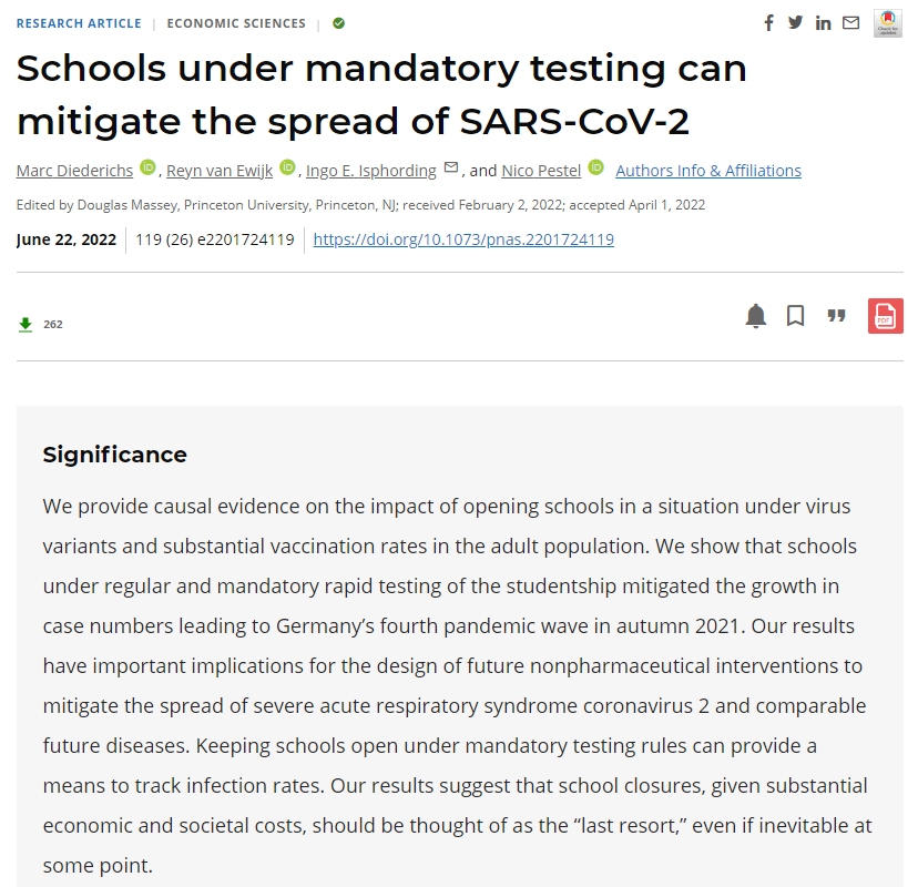 Nico Pestel (@npestel83) on Twitter photo Schools under mandatory testing can mitigate the spread of #SARSCoV2
Our paper is now available in the Proceedings of the National Academy of Sciences <a href="/PNASNews/">PNASNews</a>!
(w/ <a href="/MarcDiederichs/">Marc Diederichs</a> <a href="/Reyn_van_Ewijk/">Reyn van Ewijk</a> @IngoIsphording) A short 🧵1/4
pnas.org/doi/10.1073/pn… Schools under mandatory testing can mitigate the spread of #SARSCoV2
Our paper is now available in the Proceedings of the National Academy of Sciences <a href="/PNASNews/">PNASNews</a>!
(w/ <a href="/MarcDiederichs/">Marc Diederichs</a> <a href="/Reyn_van_Ewijk/">Reyn van Ewijk</a> @IngoIsphording) A short 🧵1/4
pnas.org/doi/10.1073/pn…