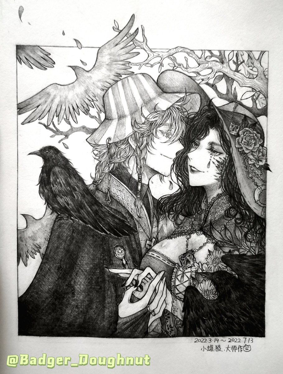Badger_Doughnut's tweet photo. Crow couple🌼

I finally finished！

#philzafanart #mumzafanart 
#mcytfanart https://t.co/w8qh7gy7nq