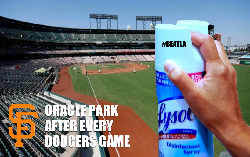 bittergiantsfan's tweet photo. Best wishes to the #OraclePark cleaning crew…

Dodgers series are always to worst to sanitize afterwards.

#BluePoo
#SFGiants 🥃⚾️ #BeatLA  
. https://t.co/7vdkg9bjOx