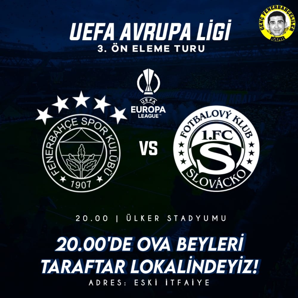 📲 | #FenerbahçeninMaçıVar !

🆚 Slovacko
🏟 Ülker Stadyumu
⏰ 20.00

❗️Maçımızı hep birlikte Ova Beyleri Taraftar Lokalinde izleyeceğiz.

📍Adres: Eski İtfaiye karşısı.