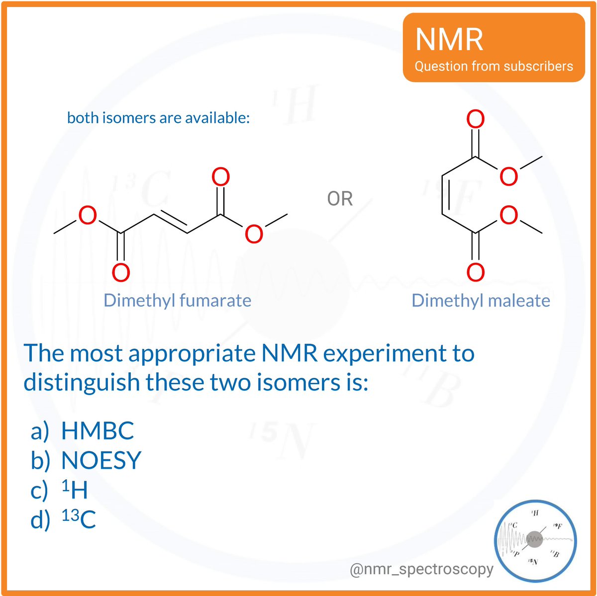Easy question from our subscribers. There were several posts about structure elucidation of symmetrical molecules 📝 earlier. Check yourself 😉. #nmr #nmrchat #organichemistry #chemistry #synthesis #nuclearmagneticresonance #quimica #chemie
