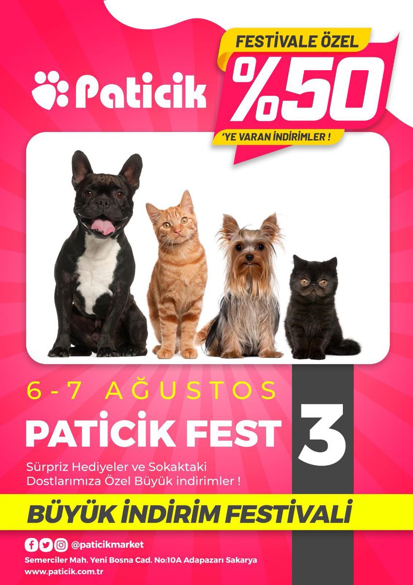PATİCİK Fest 3 6-7 Ağustos’ta sizlerler. Herkesi bekleriz semerciler mahallesi yeni Bosna caddesi no 10 Adapazarı #festival #sakarya #adapazarı
