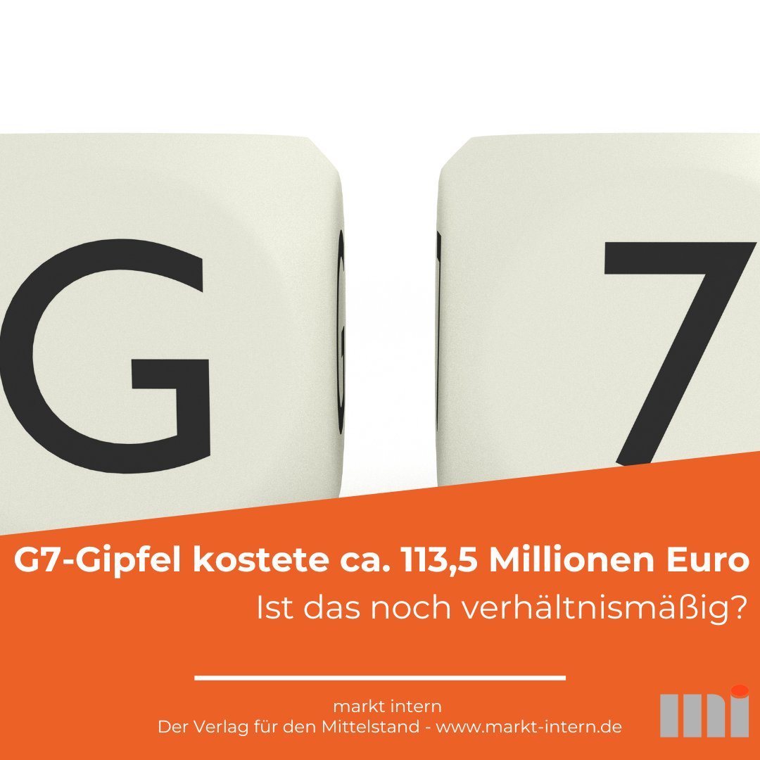 marktintern's tweet image. Der diesjährige G7-Gipfel in Elmau soll laut Schätzungen der Bundesregierung ca. 113,5 Millionen Euro gekostet haben. Ist dies noch verhältnismäßig? 
Mehr darüber unter: 

markt-intern.de/blog/archives/…