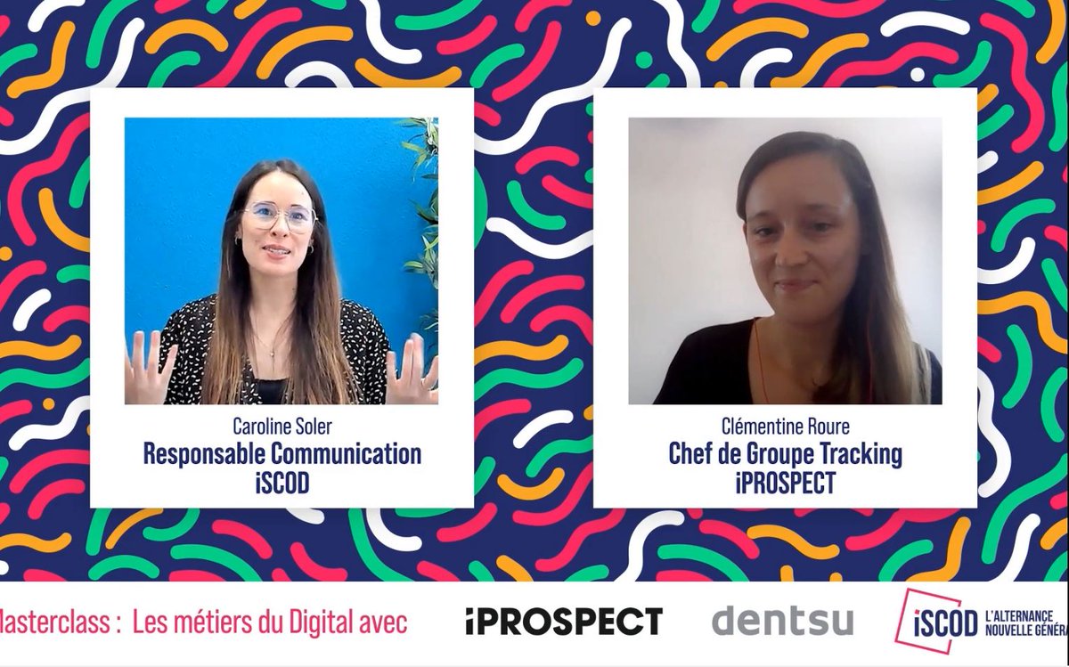 iProspectFR's tweet photo. Clémentine Roure, Chef de groupe tracking chez @iProspectFR, a participé à un webinar sur les métiers du Digital par l’ #iSCOD.
Elle présente son parcours, son métier et le rôle de l’expertise du tracking dans le marketing digital.
Voir la vidéo : https://t.co/CUuxRifdxl https://t.co/9gVVQ1RSxg